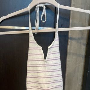 Pacsun L.A Hearts white purple striped halter top
